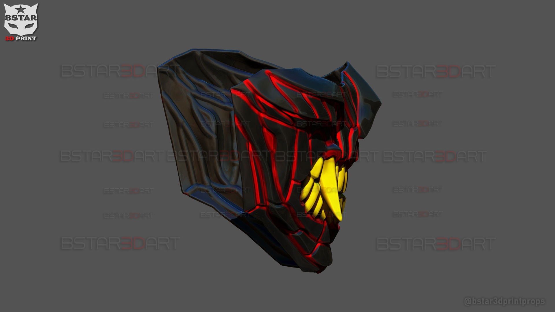 Hannya Cyber Half Mask - Halloween Cosplay 3D print model_14