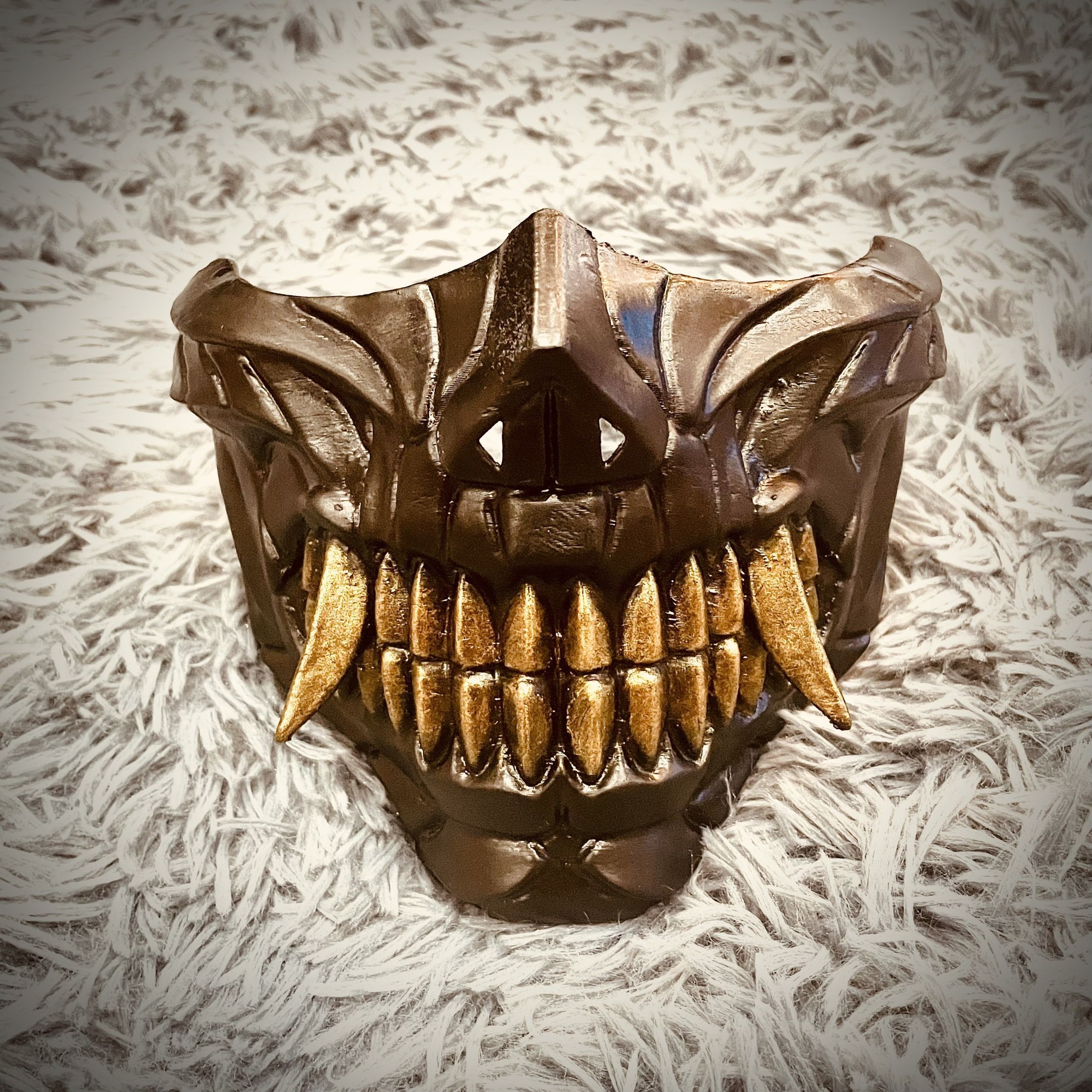 Hannya Cyber Half Mask - Halloween Cosplay 3D print model_6