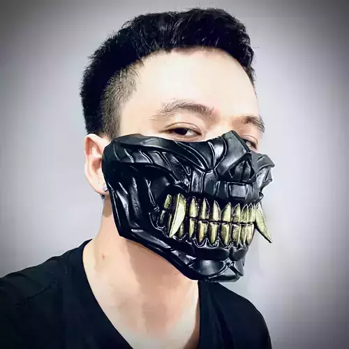 Hannya Cyber Half Mask - Halloween Cosplay 3D print model