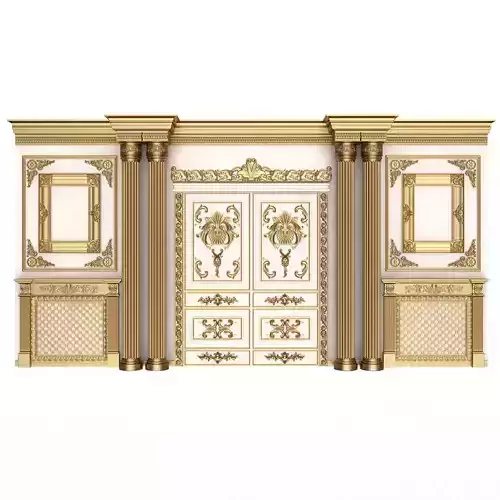 Boiserie Classic Wall with Mouldings 012 White Low-poly 3D model