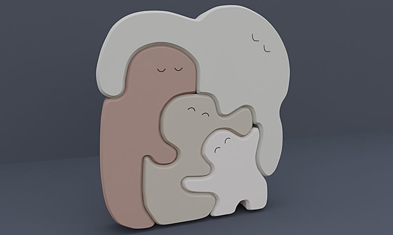 UNIQUE 3D FAMILY PUZZLE 3D print model_3