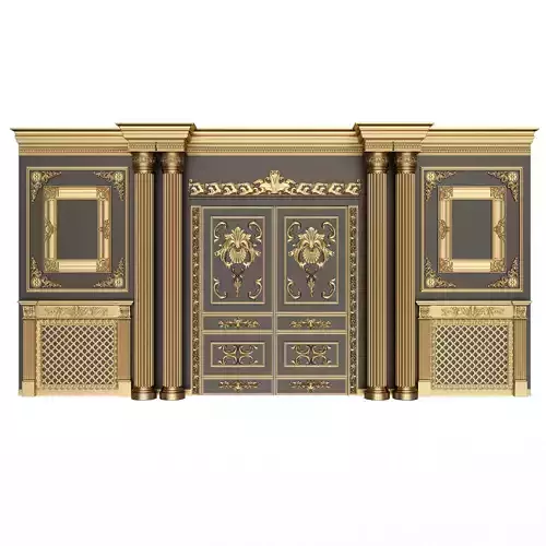 Boiserie Classic Wall with Mouldings 012 Black