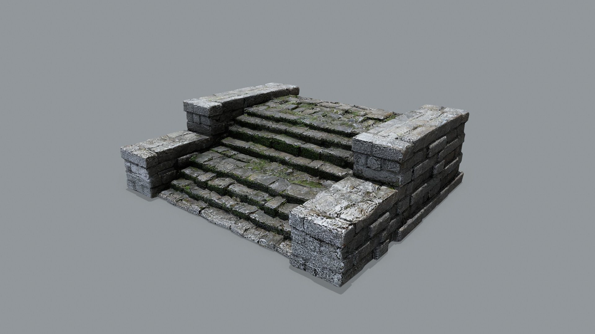Ruin Stairs Low-poly 3D model_7