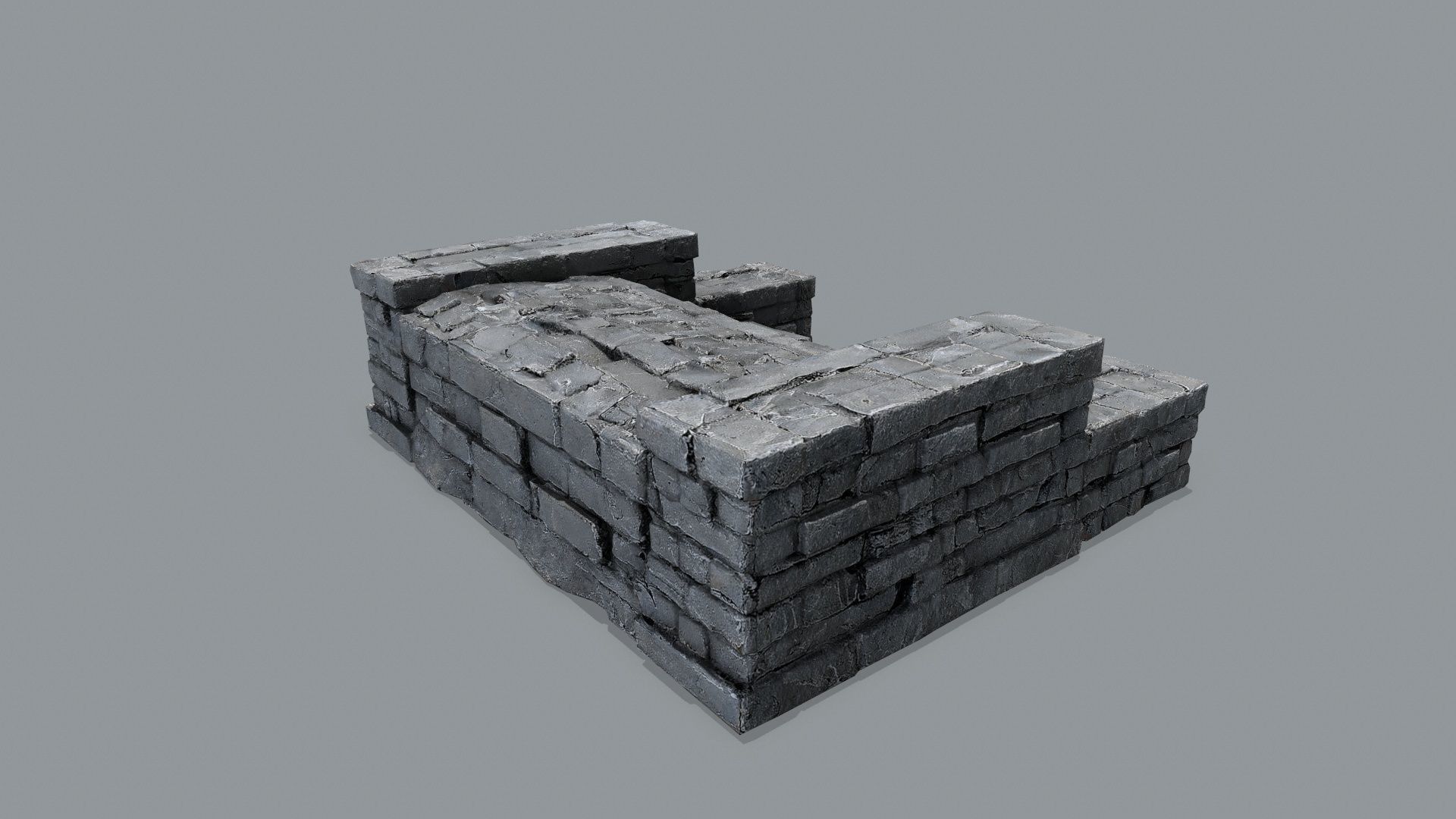 Ruin Stairs Low-poly 3D model_3