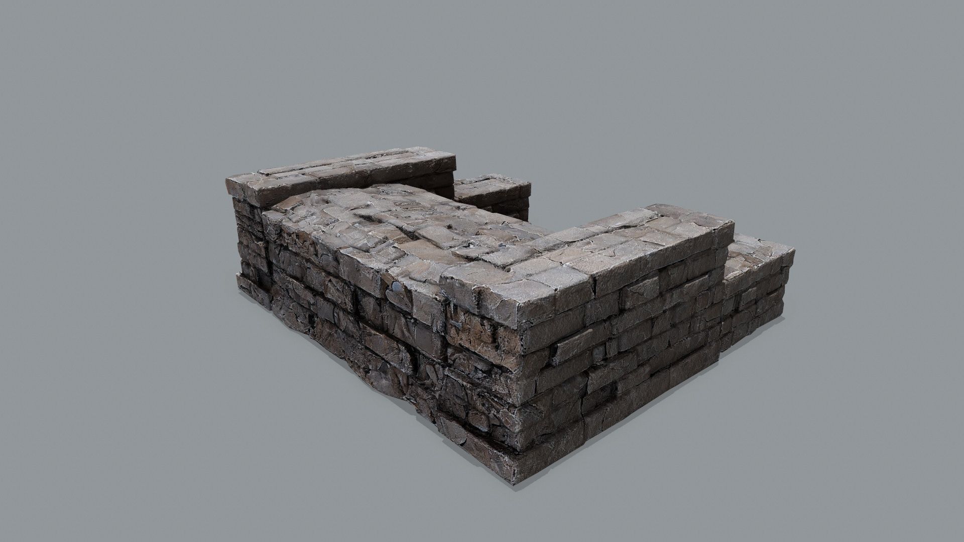 Ruin Stairs Low-poly 3D model_3