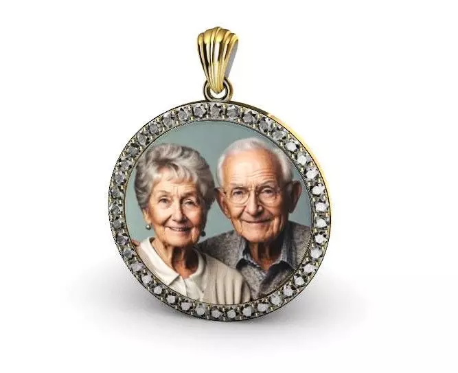 25mm diamond photo picture frame pendant 3D print model