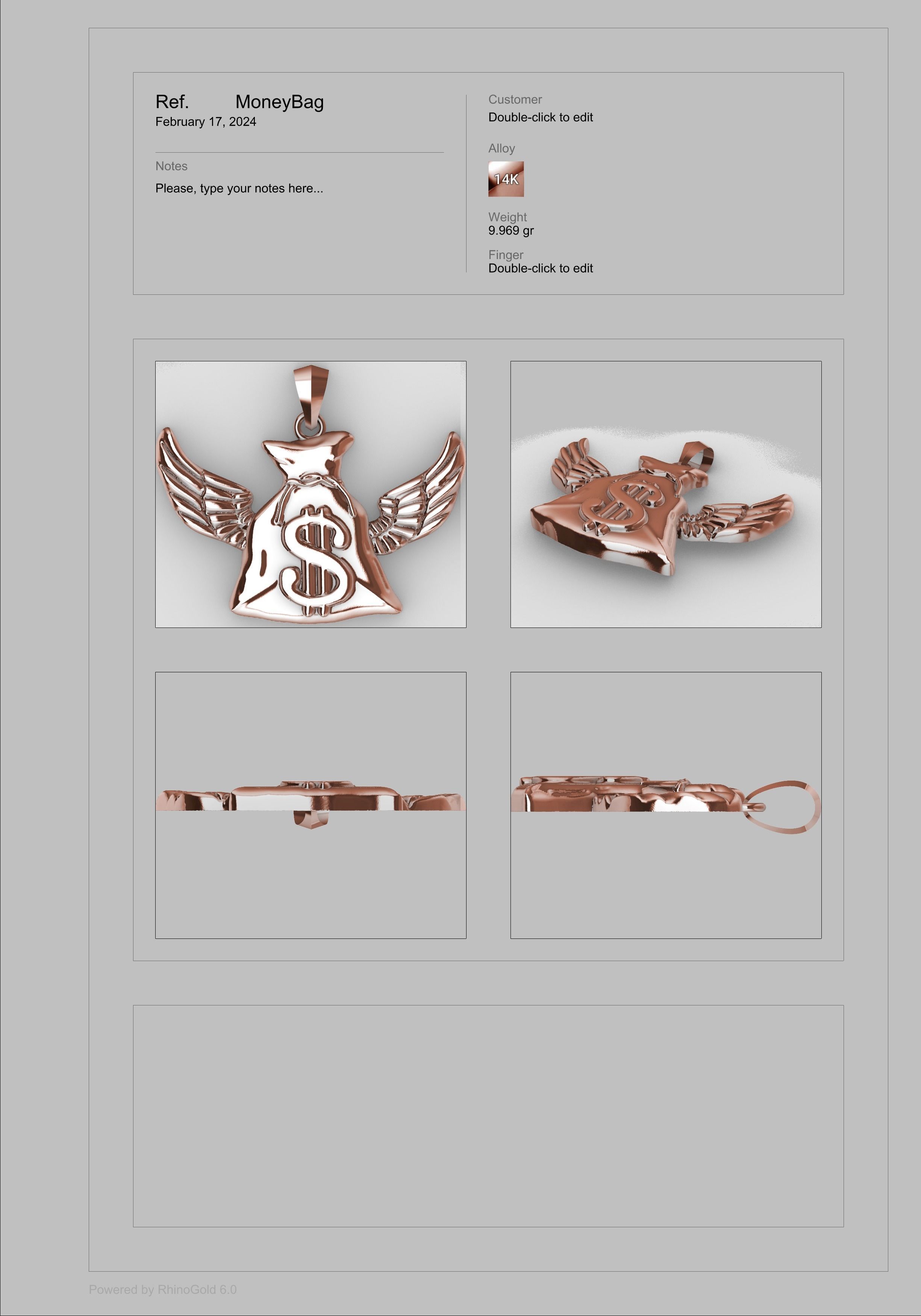 Money Bag Wings DC  Pendant Hip Hop Jewelry 3D print model_16