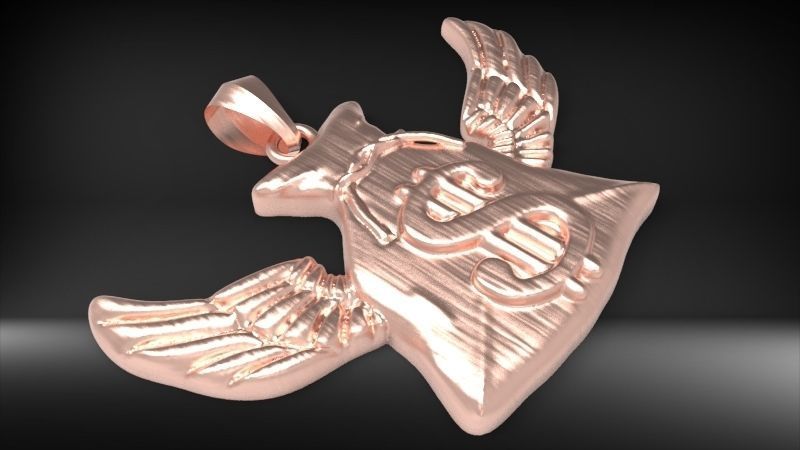 Money Bag Wings DC  Pendant Hip Hop Jewelry 3D print model_11
