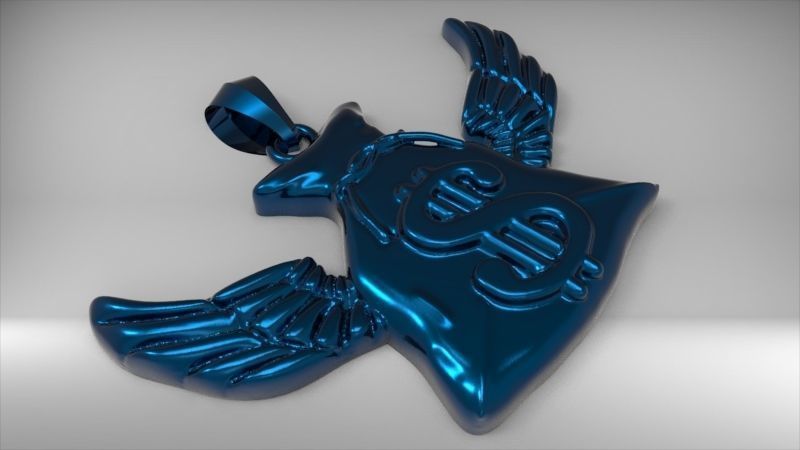Money Bag Wings DC  Pendant Hip Hop Jewelry 3D print model_14