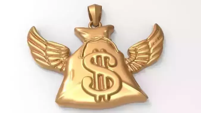 Money Bag Wings DC  Pendant Hip Hop Jewelry 3D print model