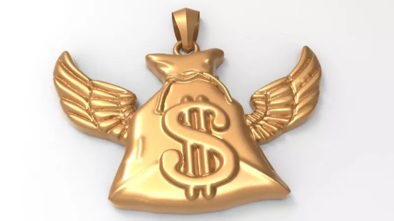 Money Bag Wings DC  Pendant Hip Hop Jewelry 3D print model_0