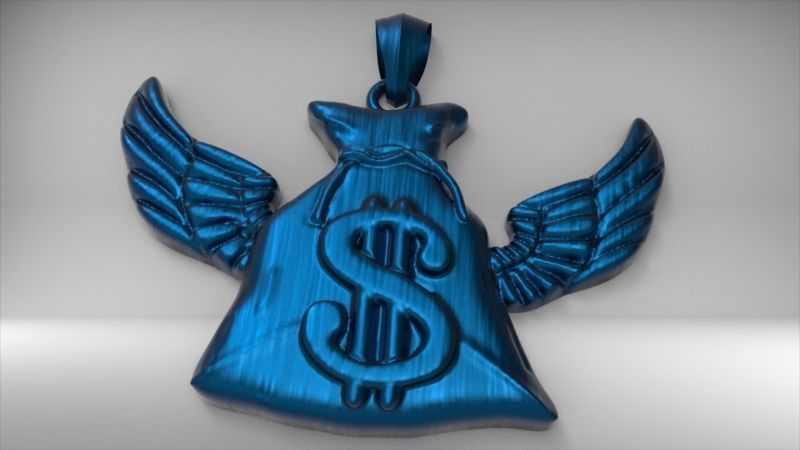 Money Bag Wings DC  Pendant Hip Hop Jewelry 3D print model_15