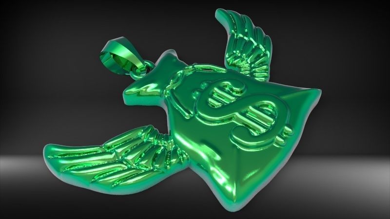 Money Bag Wings DC  Pendant Hip Hop Jewelry 3D print model_13