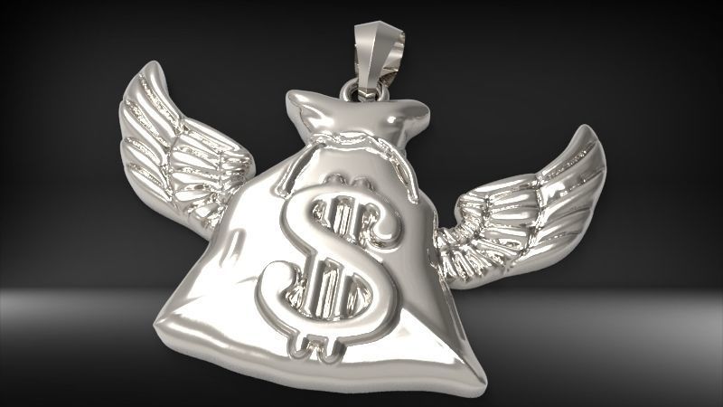 Money Bag Wings DC  Pendant Hip Hop Jewelry 3D print model_6