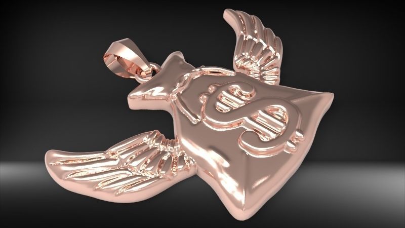 Money Bag Wings DC  Pendant Hip Hop Jewelry 3D print model_10