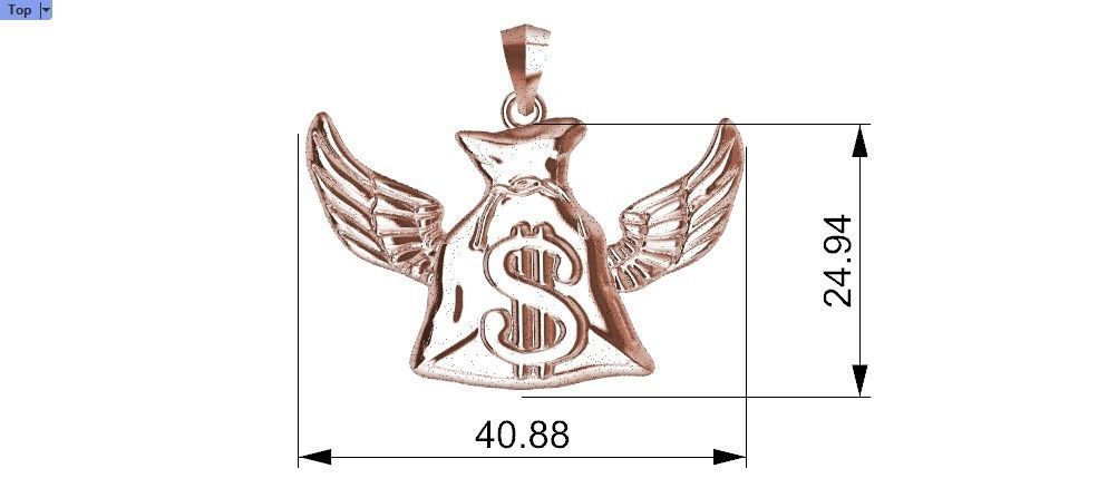 Money Bag Wings DC  Pendant Hip Hop Jewelry 3D print model_17
