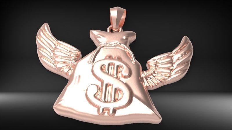 Money Bag Wings DC  Pendant Hip Hop Jewelry 3D print model_8
