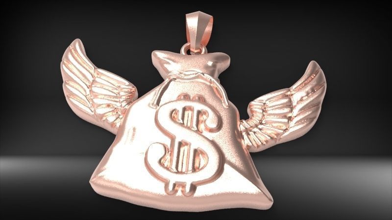 Money Bag Wings DC  Pendant Hip Hop Jewelry 3D print model_5