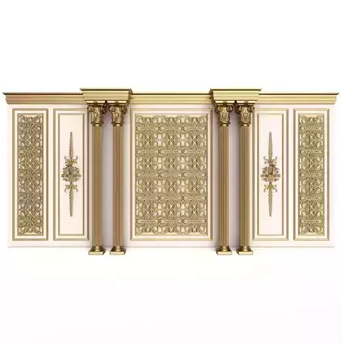 Boiserie Classic Wall with Mouldings 013 White