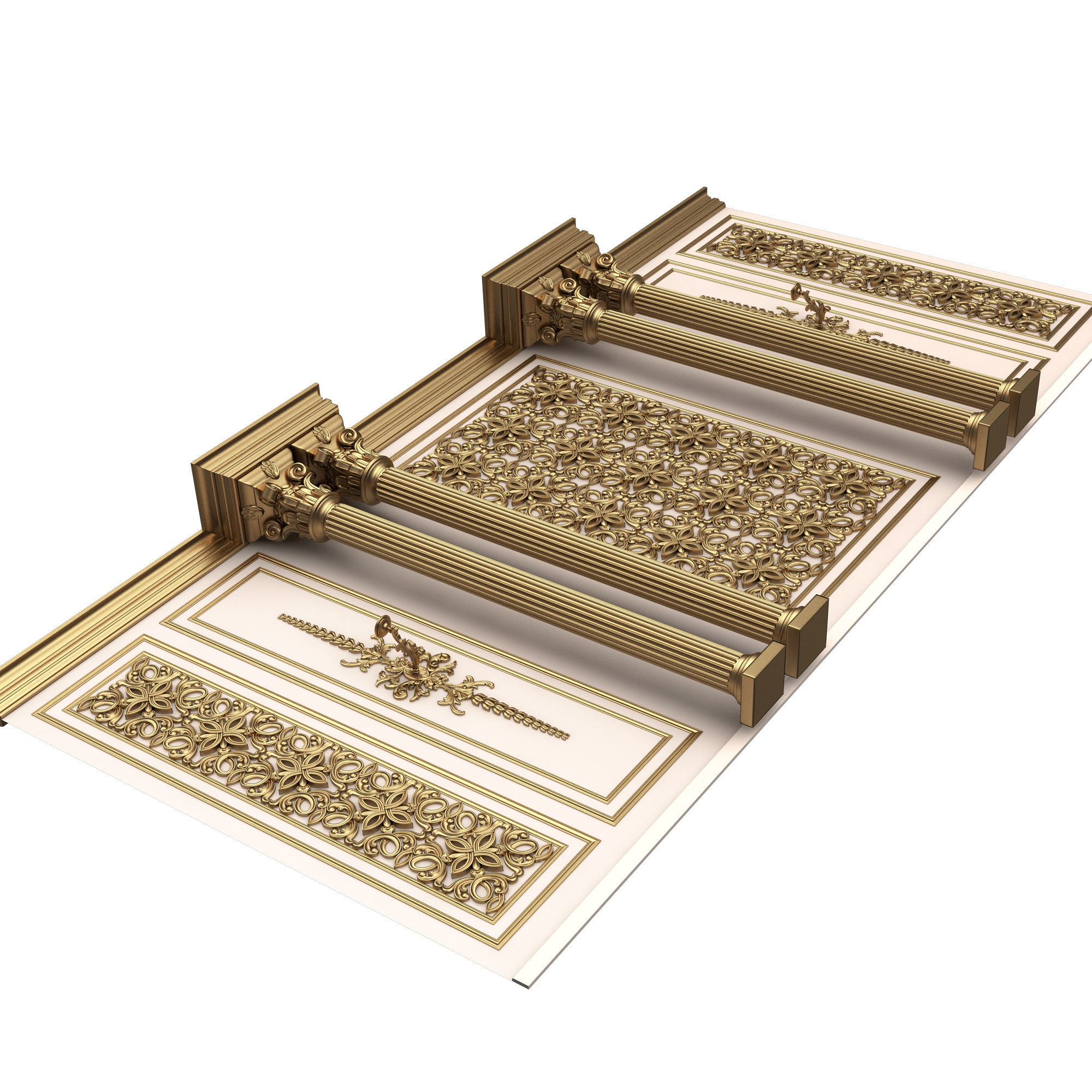 Boiserie Classic Wall with Mouldings 013 White Low-poly 3D model_5