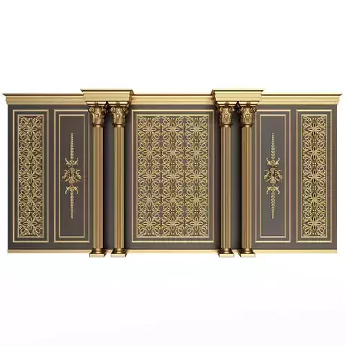 Boiserie Classic Wall with Mouldings 013 Black