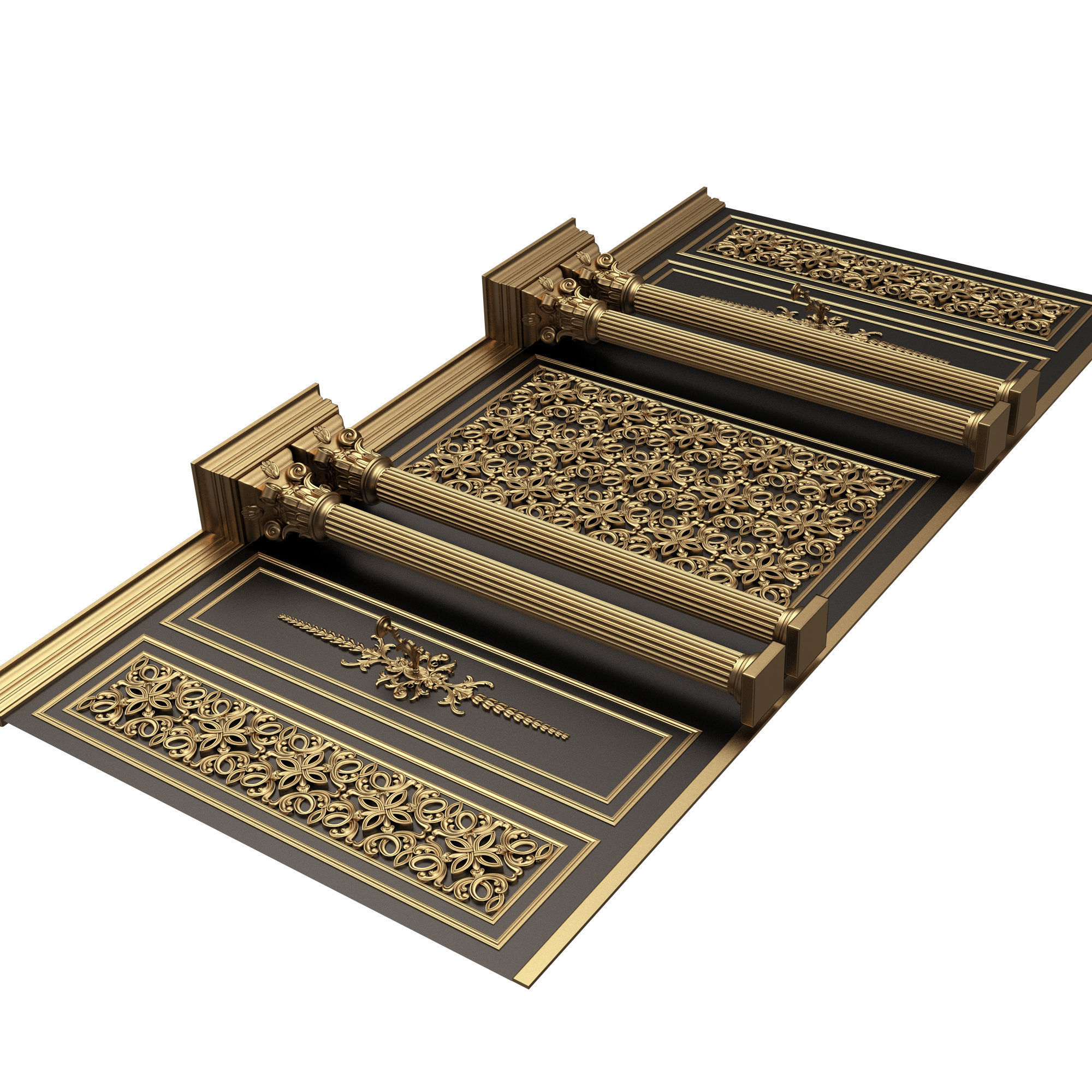 Boiserie Classic Wall with Mouldings 013 Black Low-poly 3D model_5