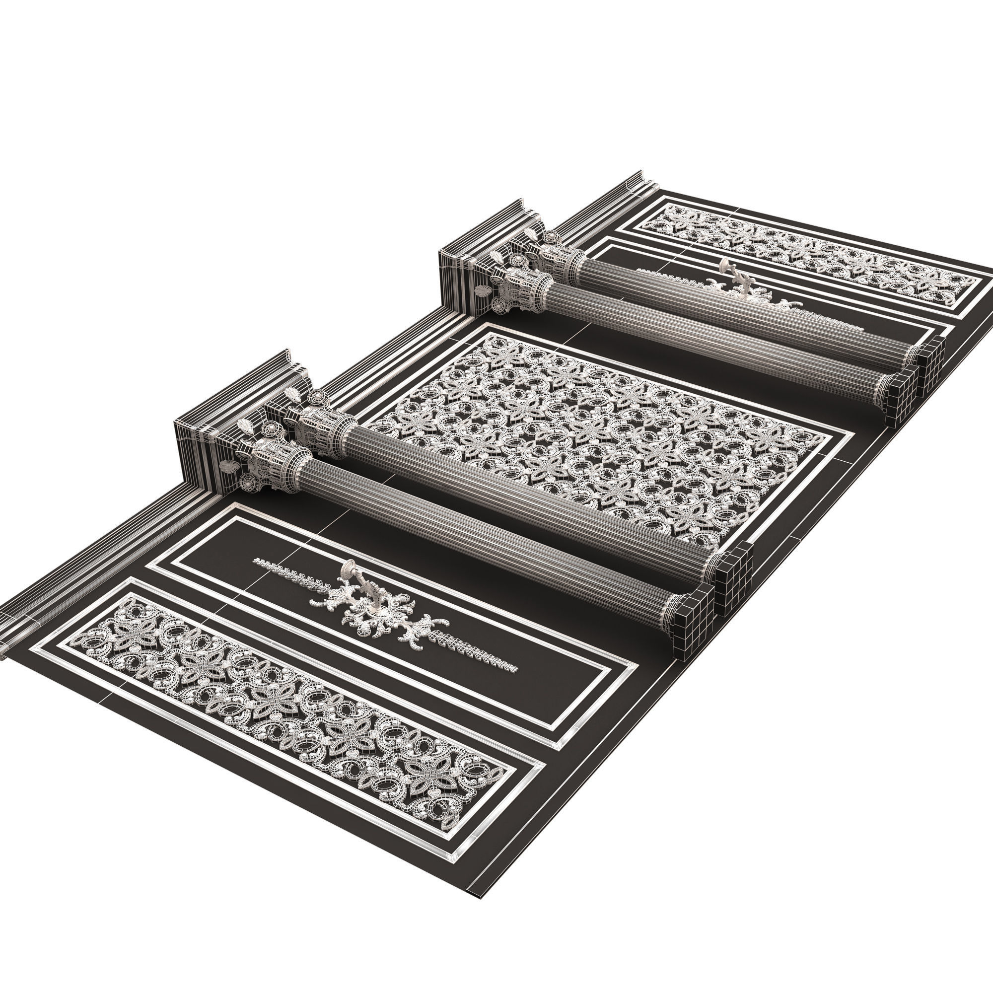 Boiserie Classic Wall with Mouldings 013 Black Low-poly 3D model_11