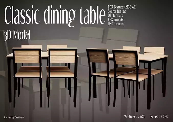 Classic Dining Table 01