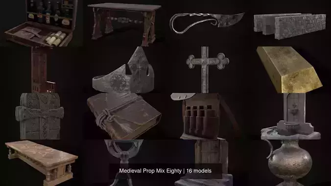 Medieval Prop Mix Eighty 3D Model Collection