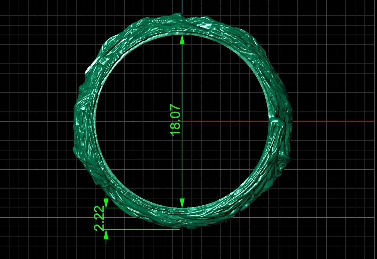 paired wedding rings in the shape of a tree bark branch 1049 3D print model_11