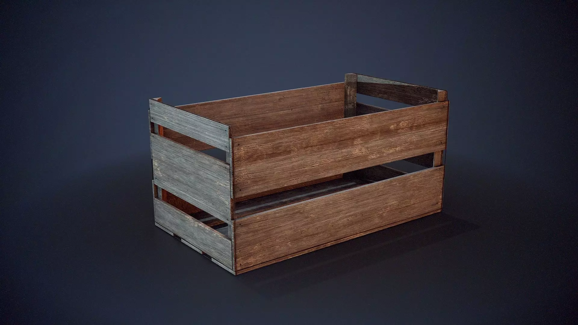 Wooden Food Crate Low-poly 3D model_0