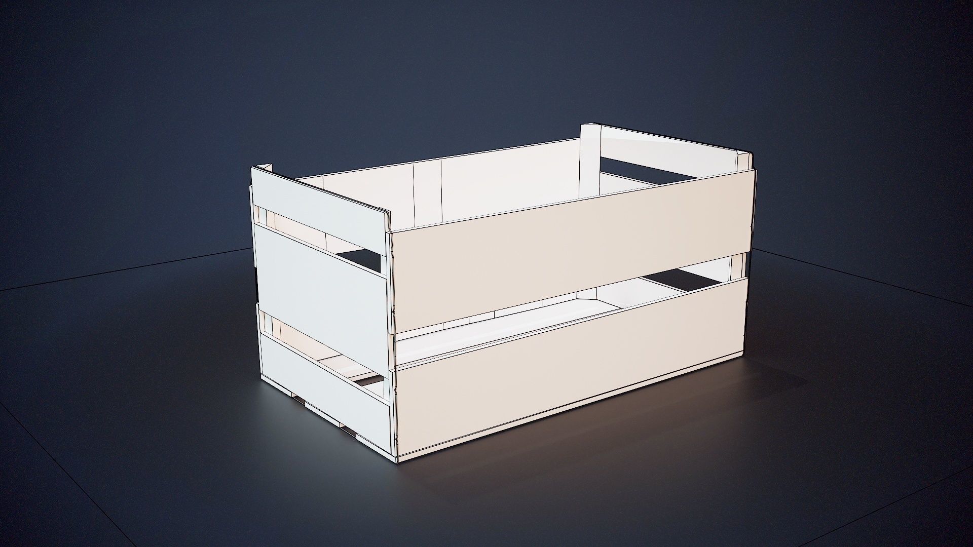 Wooden Food Crate Low-poly 3D model_1