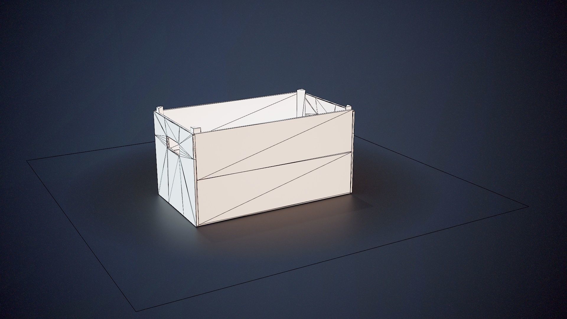 Wooden Food Crate Low-poly 3D model_1