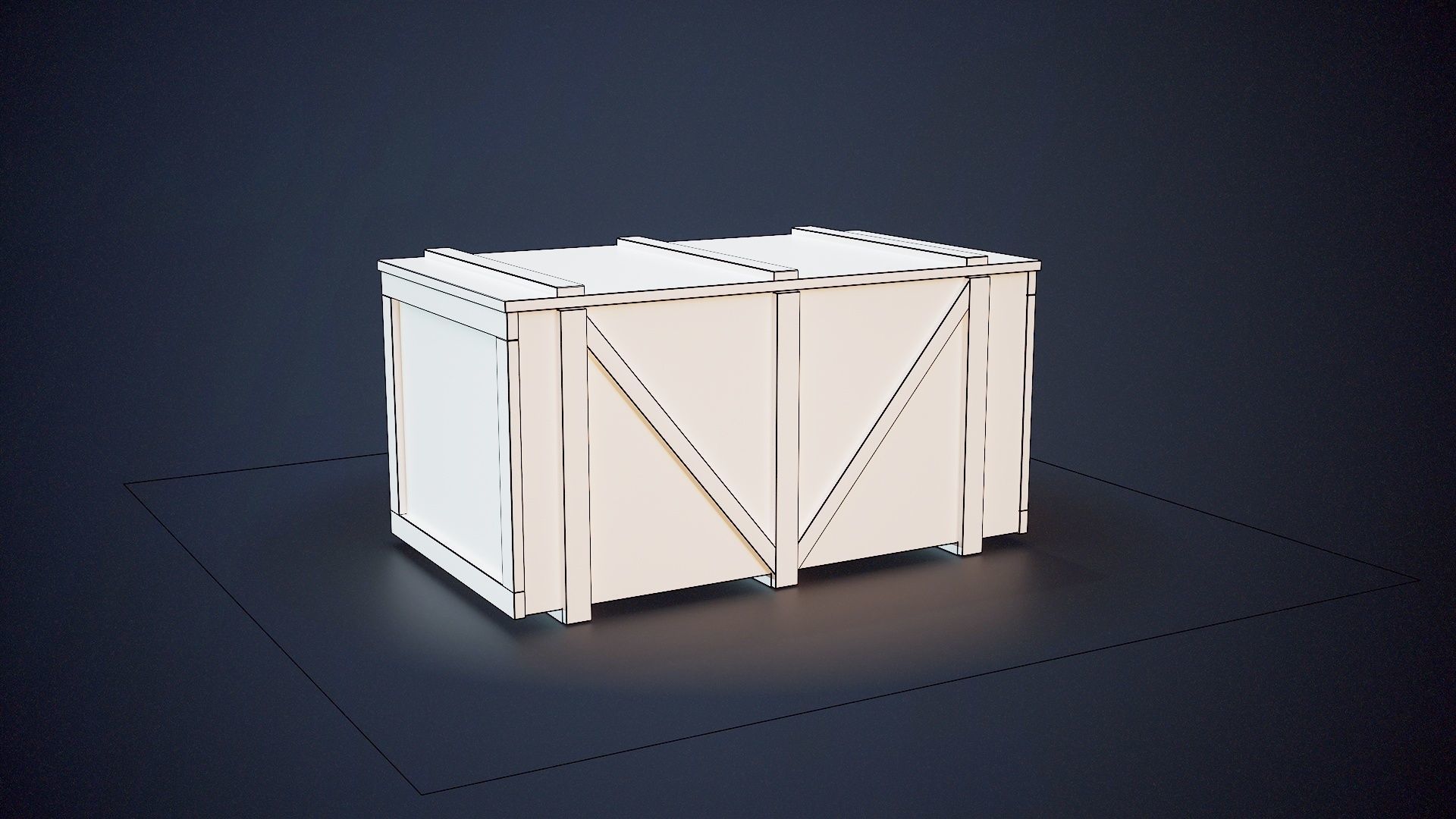 Wooden Crate Low-poly 3D model_1