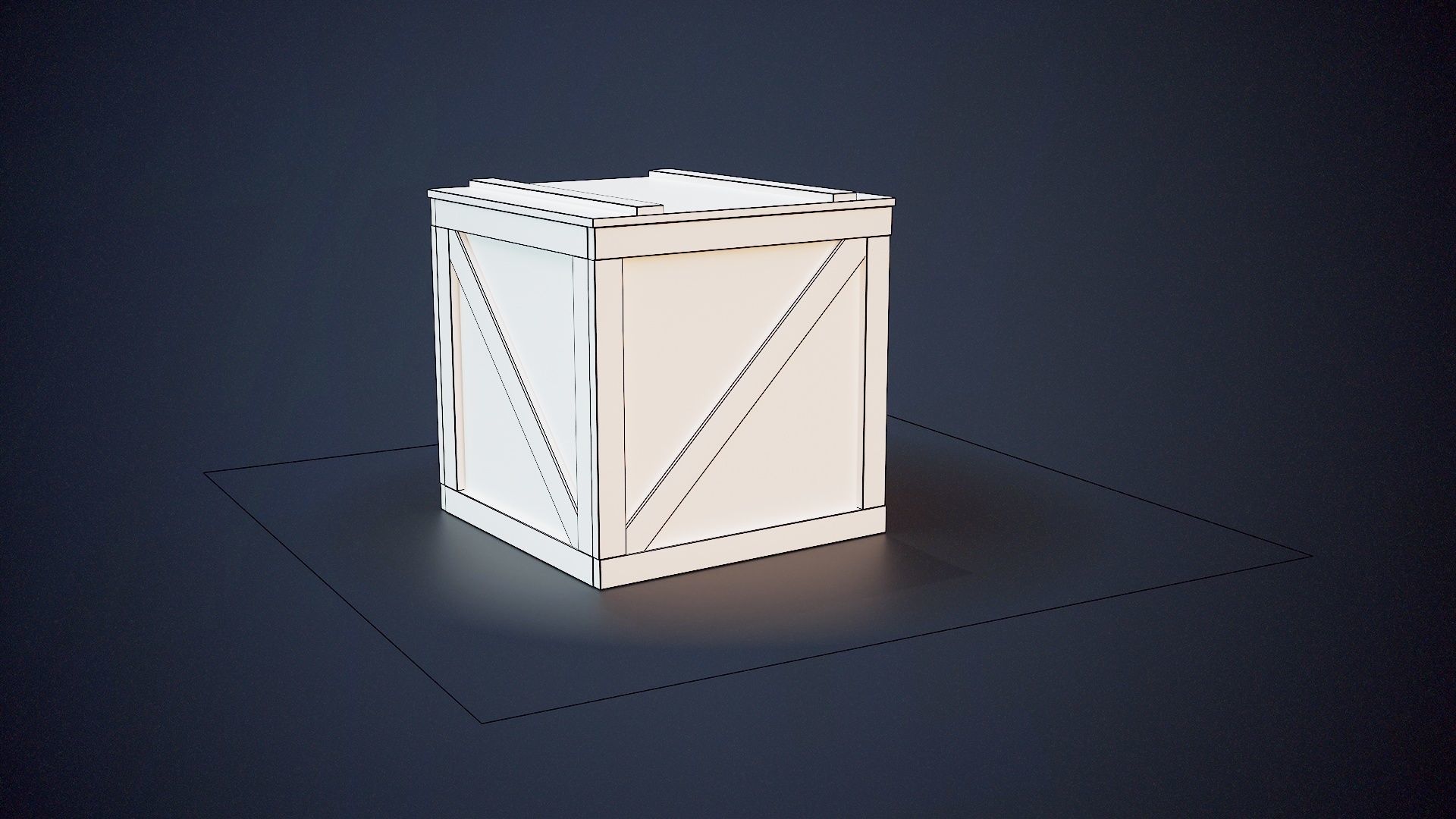 Wooden Box Low-poly 3D model_1