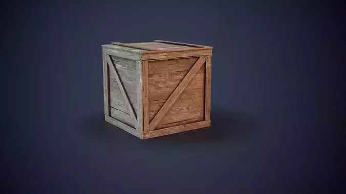 Wooden Box Low-poly 3D model