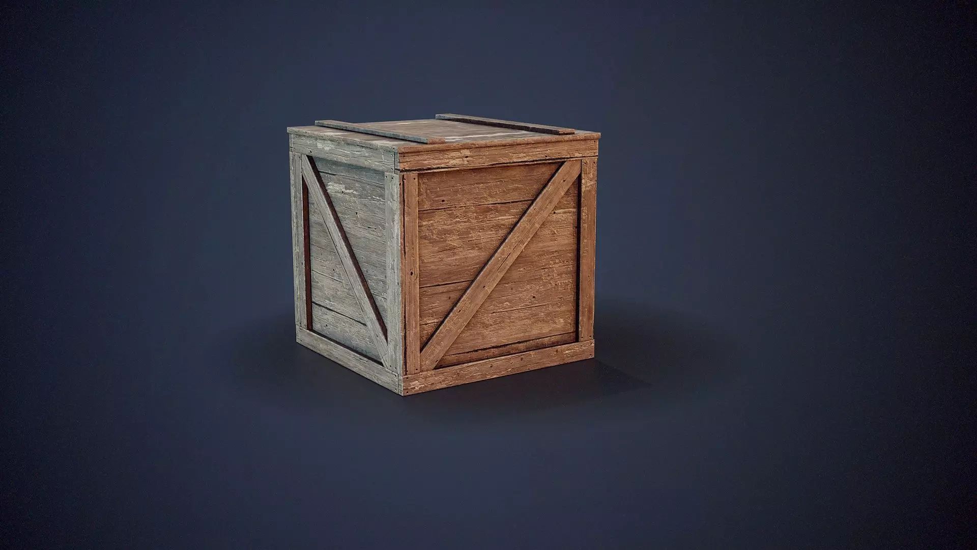 Wooden Box Low-poly 3D model_0