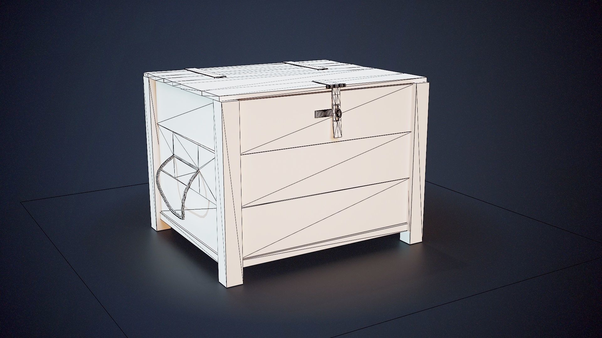 Wooden Crate Low-poly 3D model_1