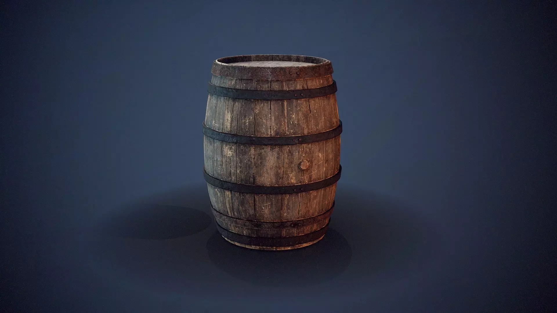 Wooden Barrel Low-poly 3D model_0