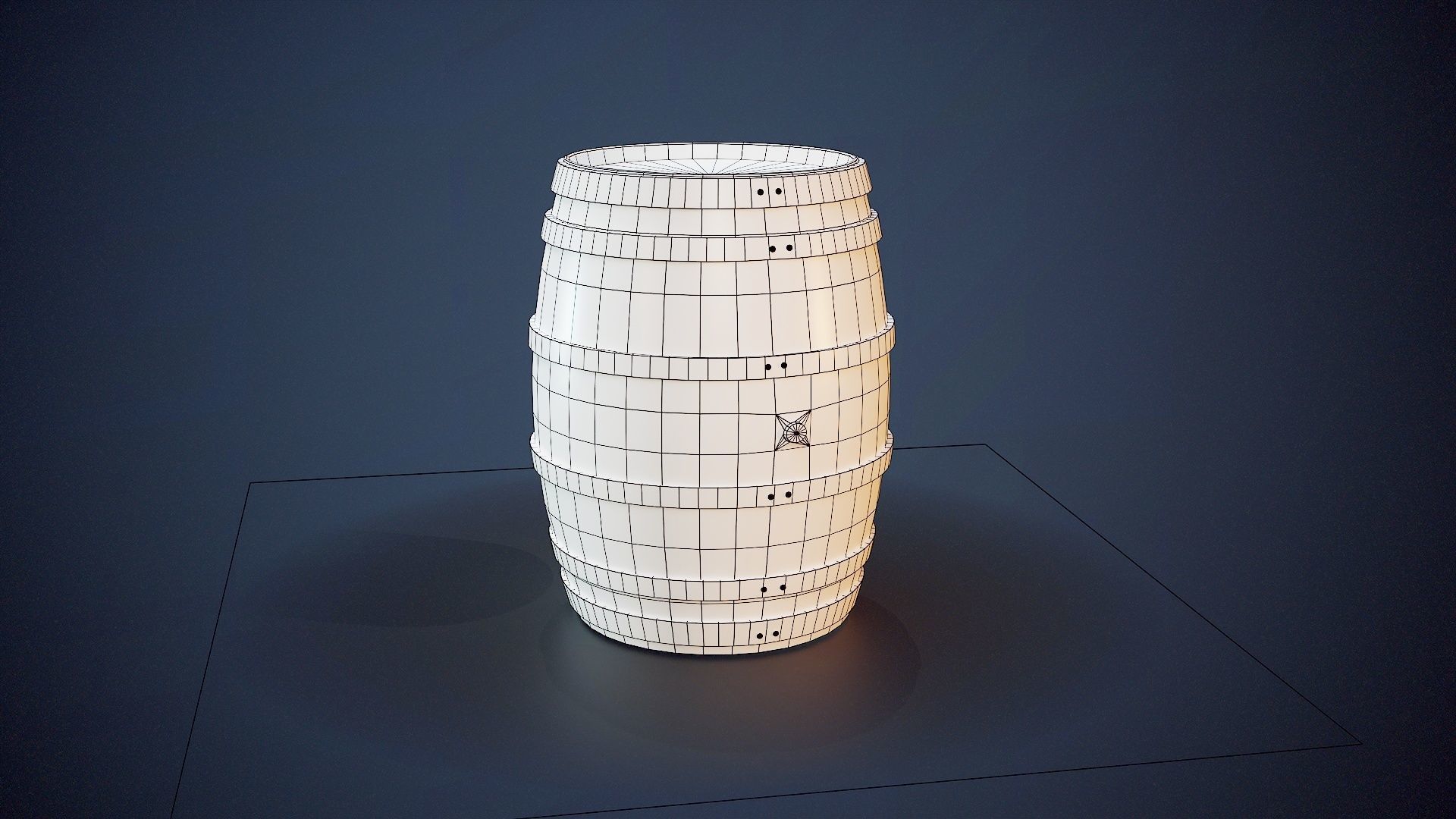 Wooden Barrel Low-poly 3D model_1