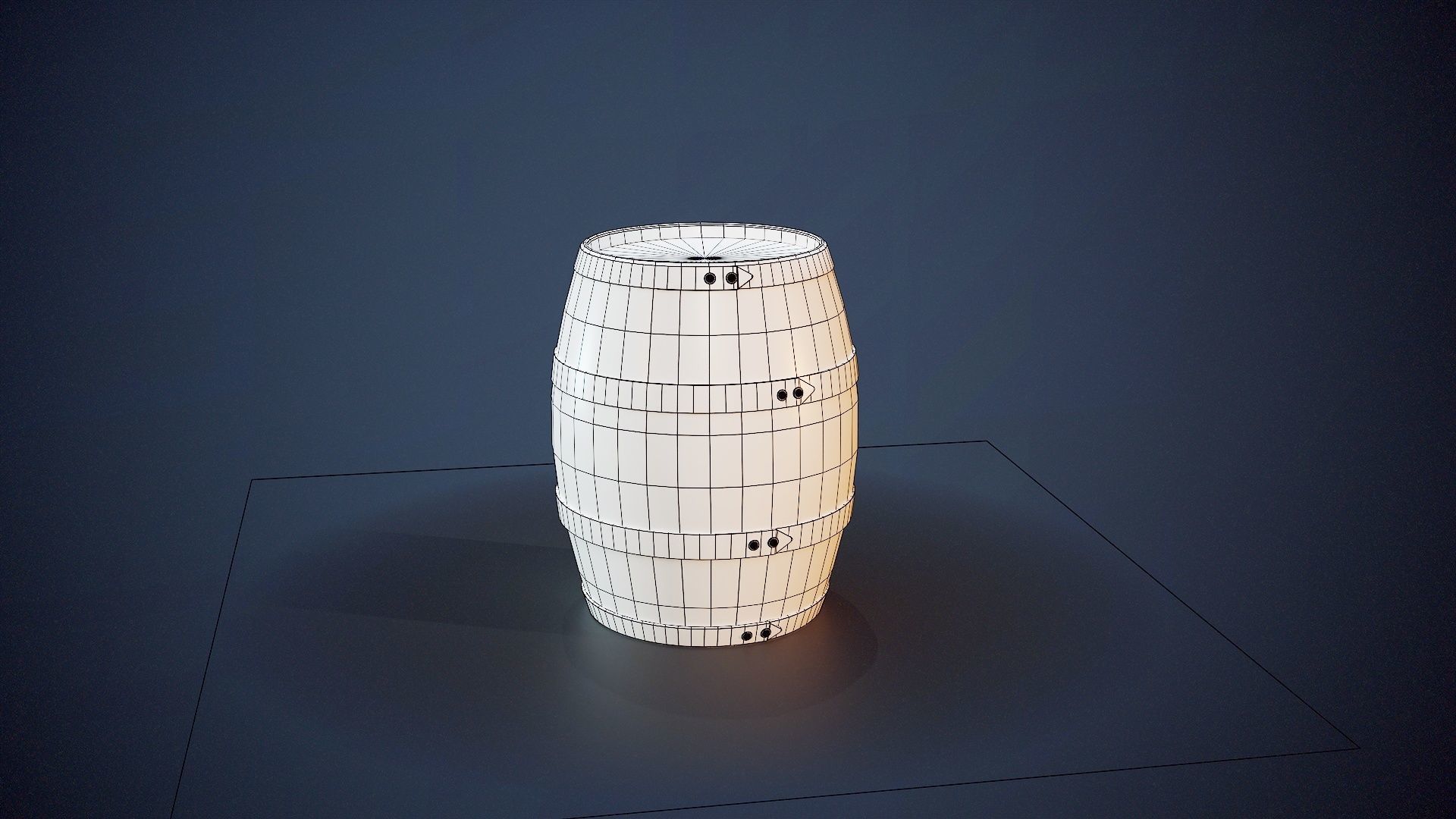 Wooden Barrel Low-poly 3D model_1