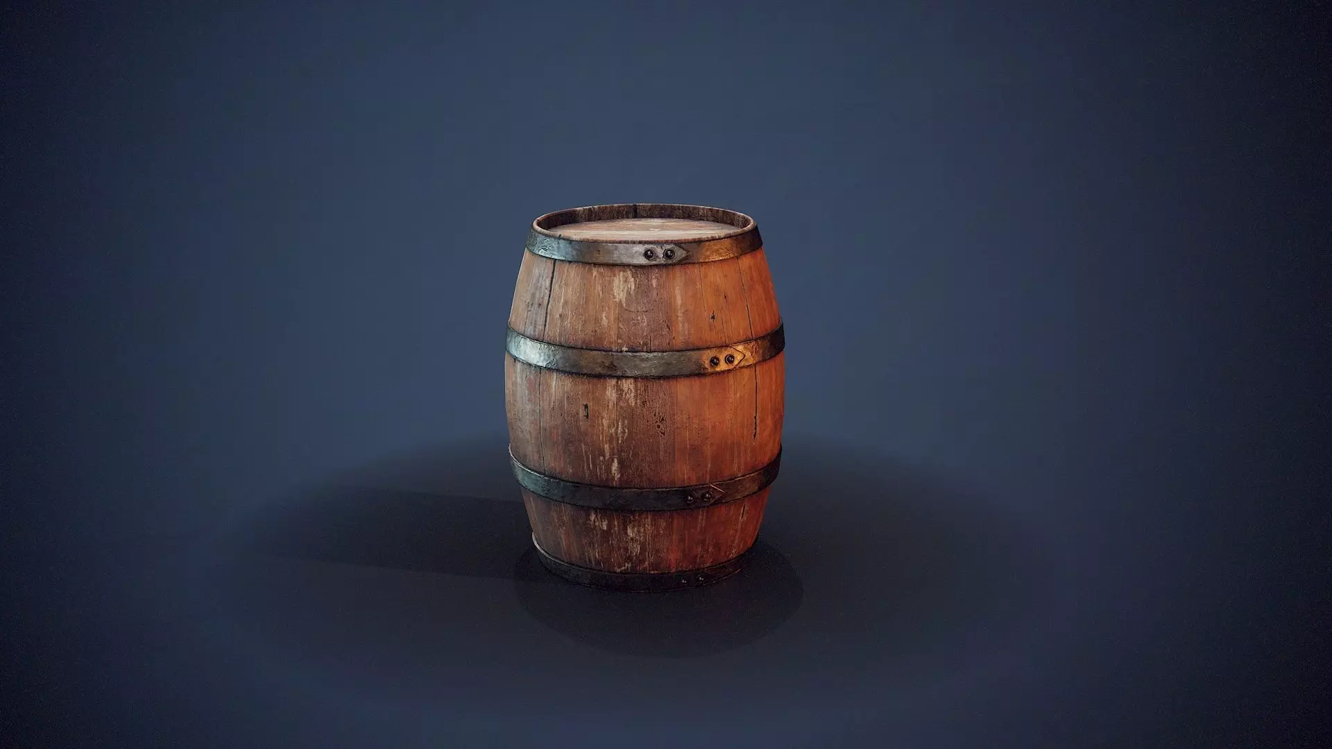 Wooden Barrel Low-poly 3D model_0