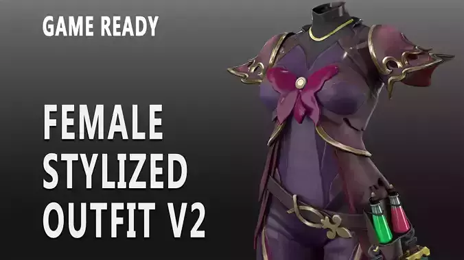 Female Stylised Outfit Lowpoly V2 Game Ready Handpainted
