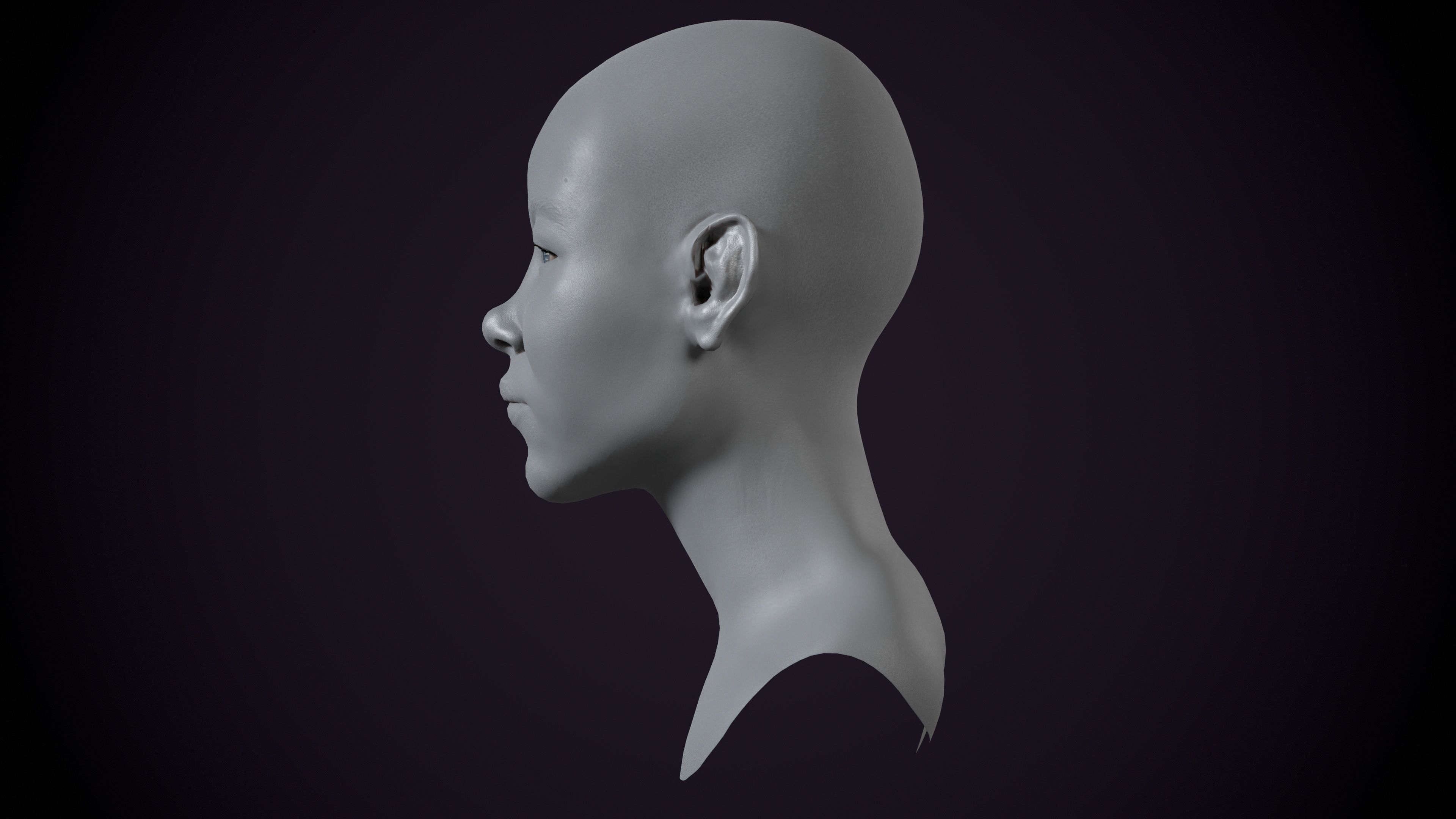 Base mesh Girl head 5 Low-poly 3D model  3D model_3