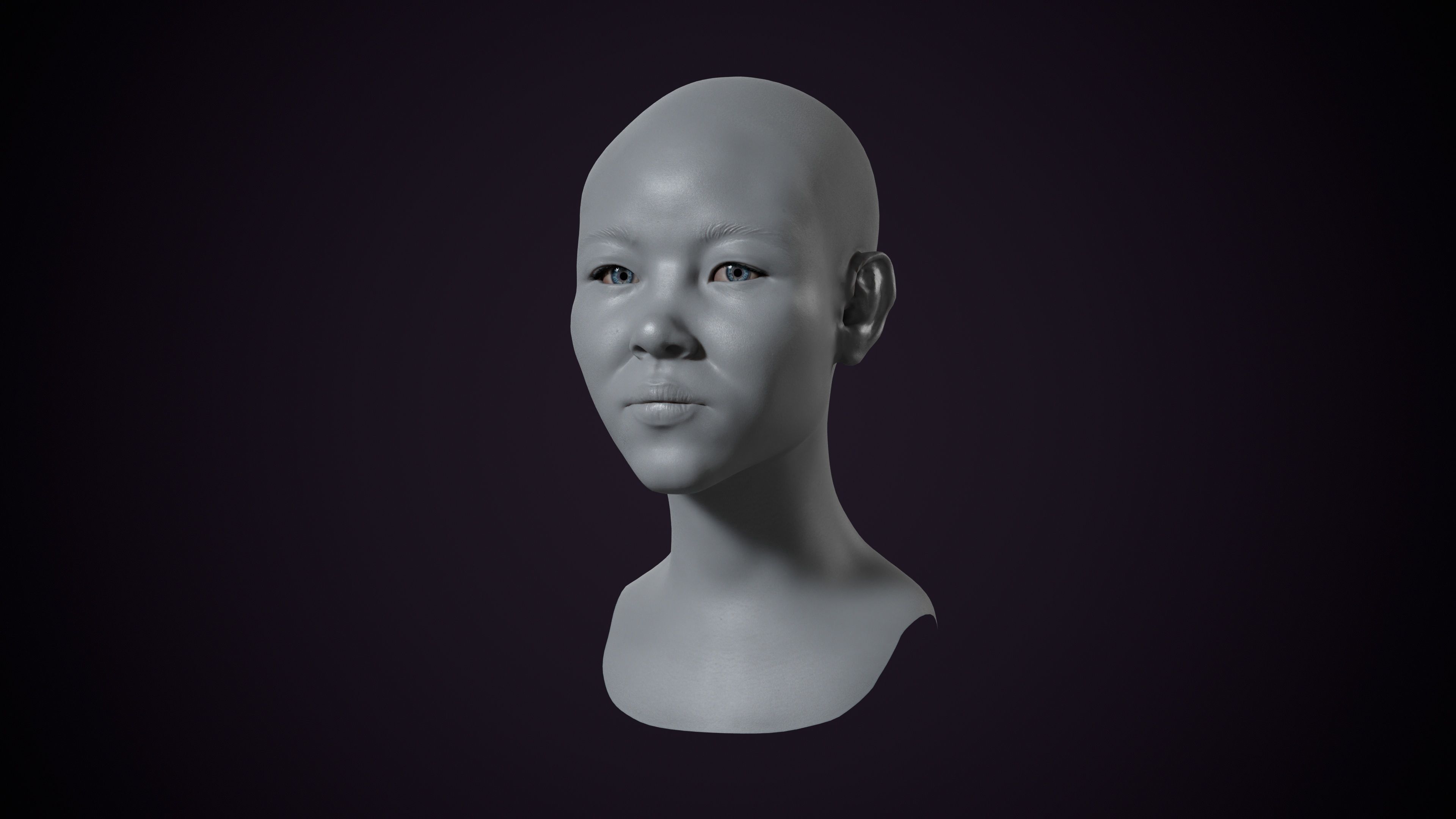 Base mesh Girl head 5 Low-poly 3D model  3D model_2