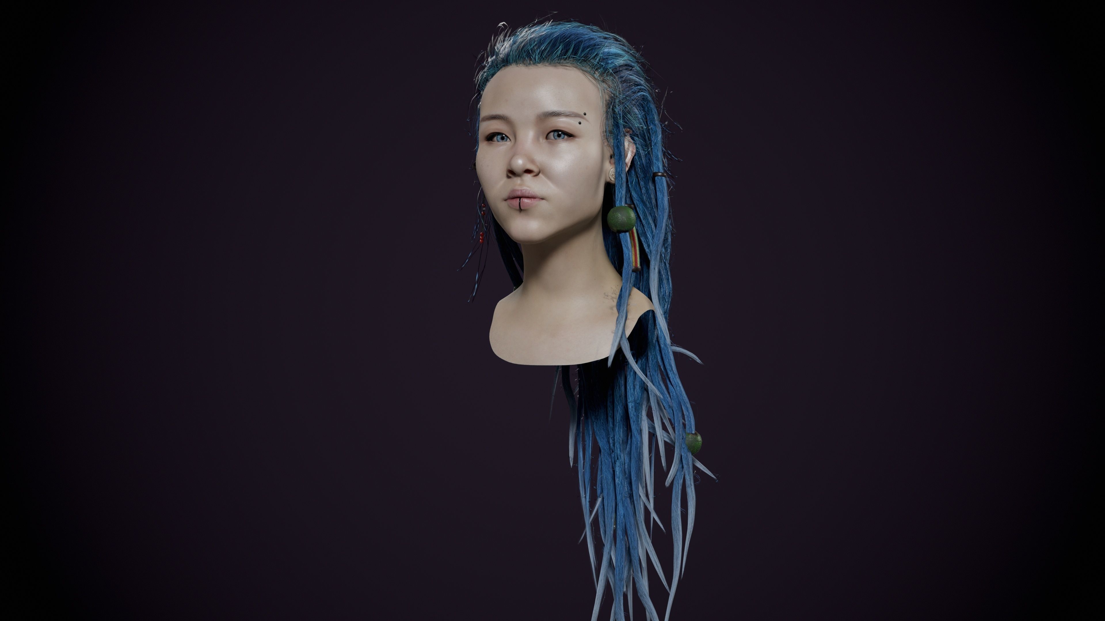 Base mesh Girl head 5 Low-poly 3D model  3D model_6