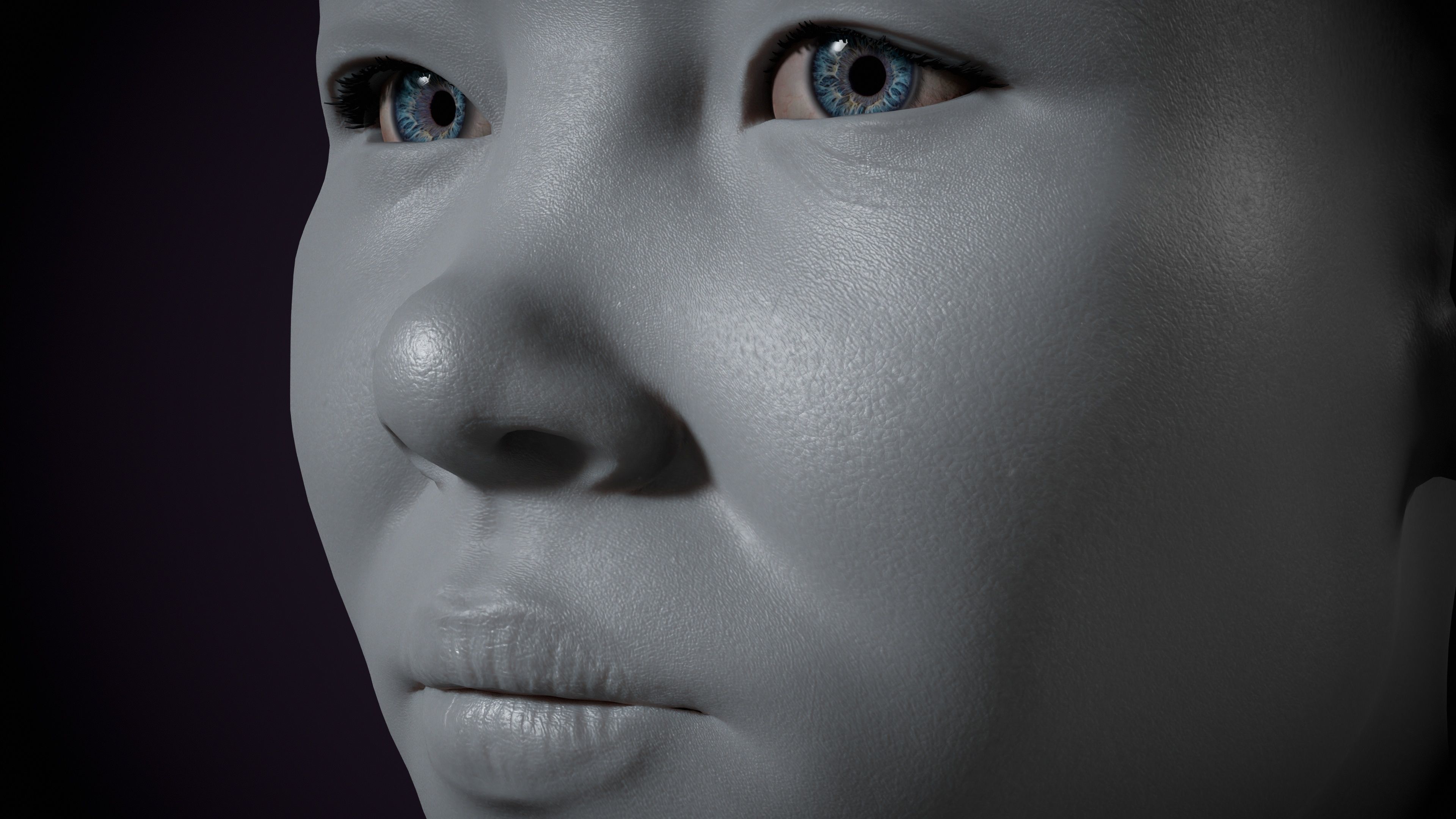 Base mesh Girl head 5 Low-poly 3D model  3D model_4