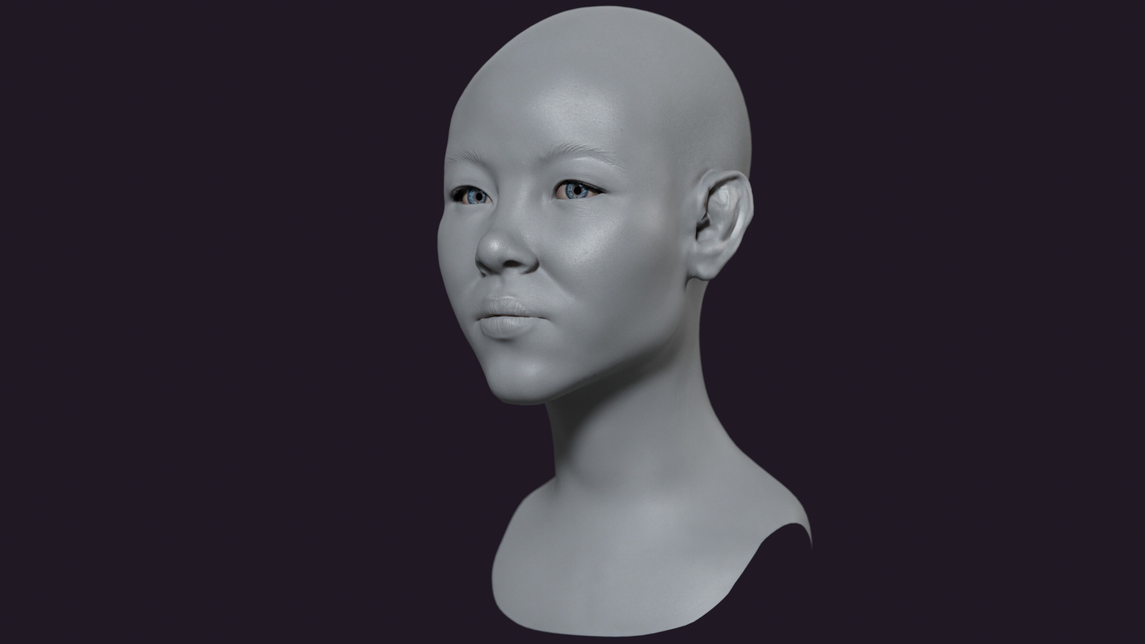 Base mesh Girl head 5 Low-poly 3D model  3D model_5