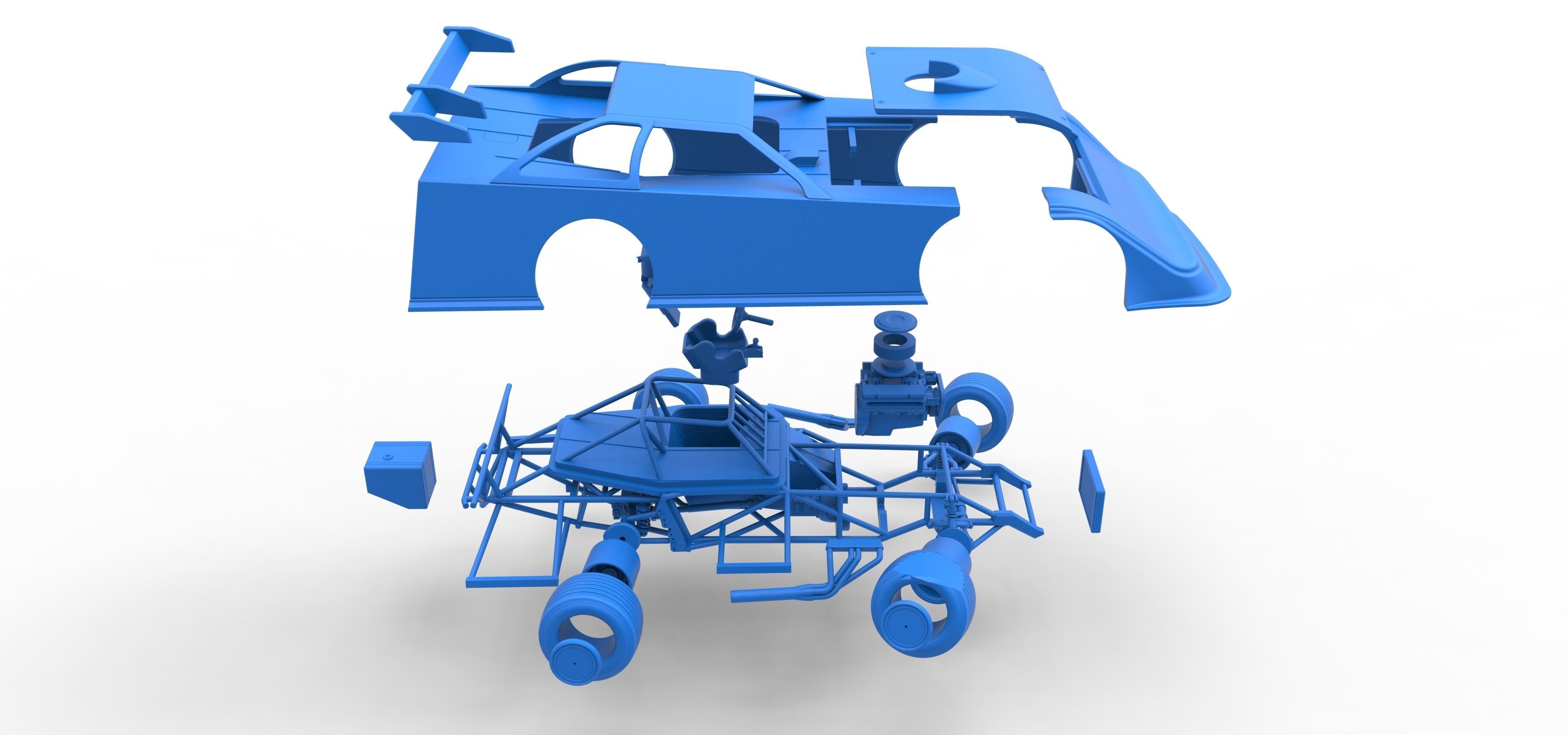 Super Dirt Late model while turning Scale 1 to 25 3D print model_64