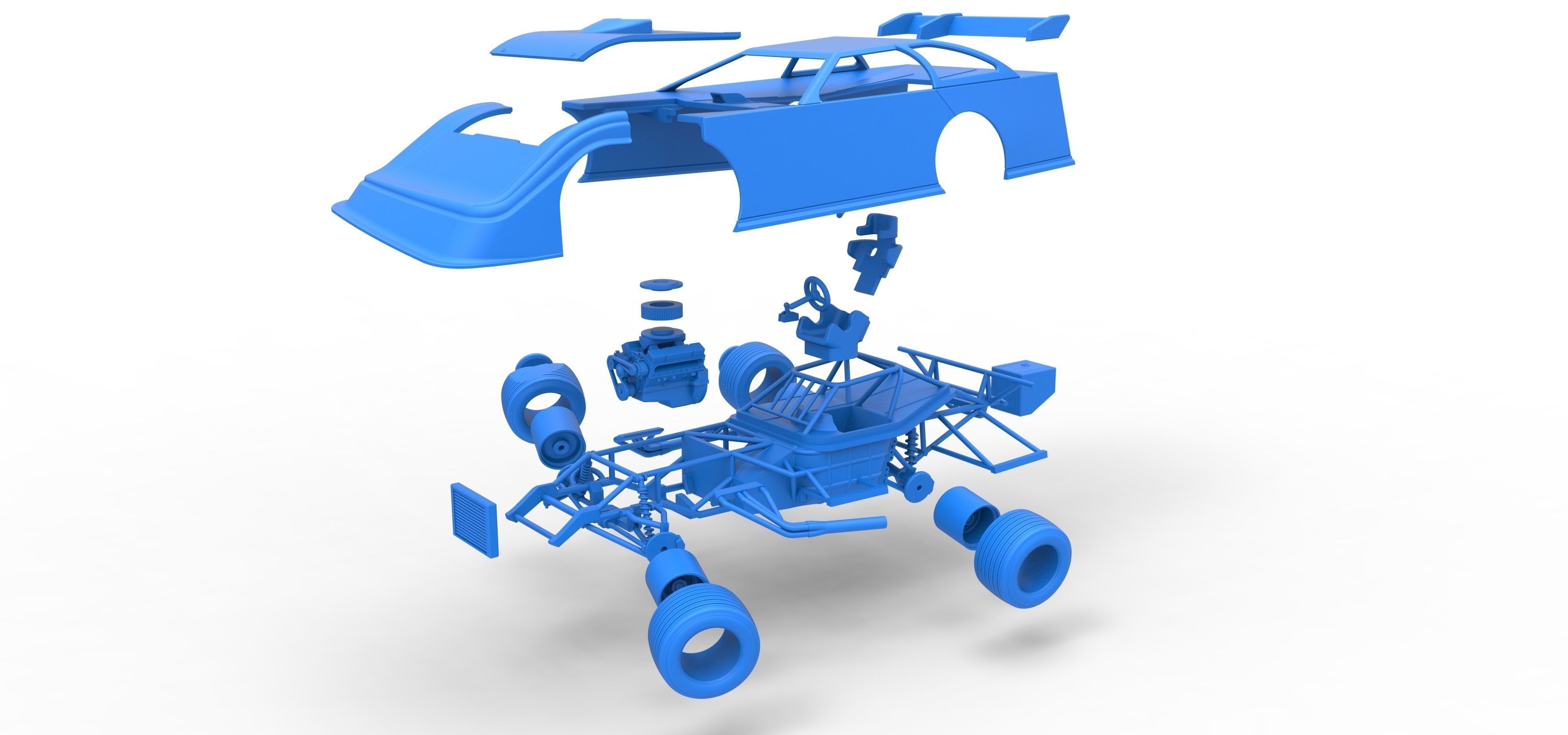 Super Dirt Late model while turning Scale 1 to 25 3D print model_55